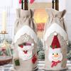 2pcs Portable Christmas Linen Wine Bottle Cover Cartoon Santa Claus Snowman Elk Champagne Wine Bag Exquisite Reusable