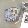 Adorable Blue Cartoon Makeup Bag: Mini Pure Cotton Coin and Earphone Pouch, Lipstick Carrier, Portable Storage.