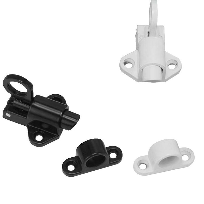 1Pcs Airplane Rebound Pin Door Bolt Latch Automatic Door Spring Bounce Lock Security Pull Ring Anti-Theft Self Closing Latch