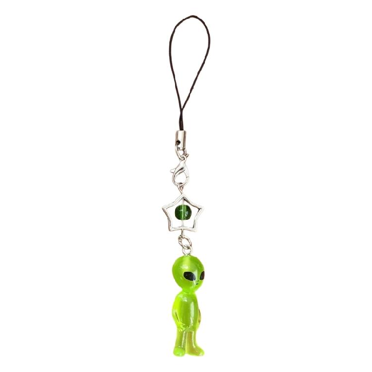 Miniature Alien Figure Keychain Glowing Resin Novelty Ornament for Bags And Keys Stylish Phone Accessory