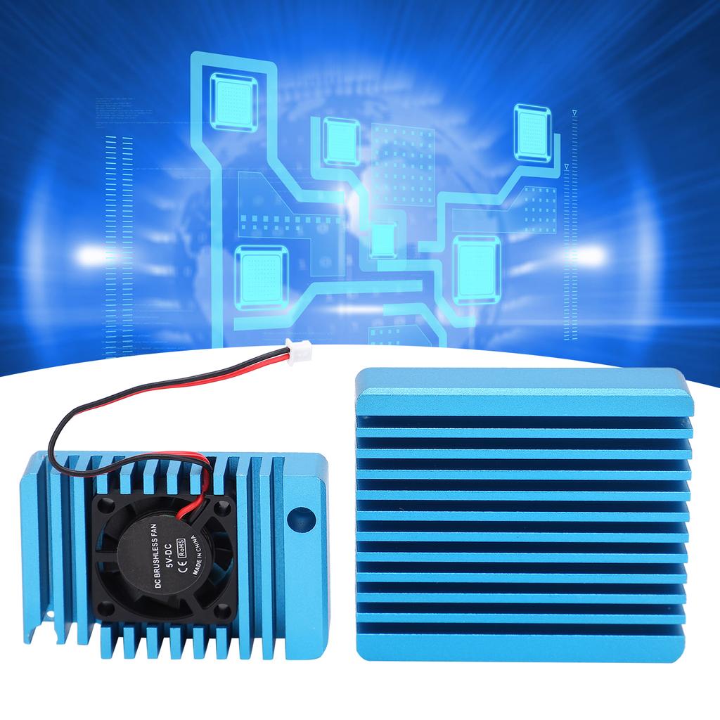 Aluminum Alloy Heat Sink Radiator with Mini Cooling Fan Heat Fin Cooler for NanoPi R2S