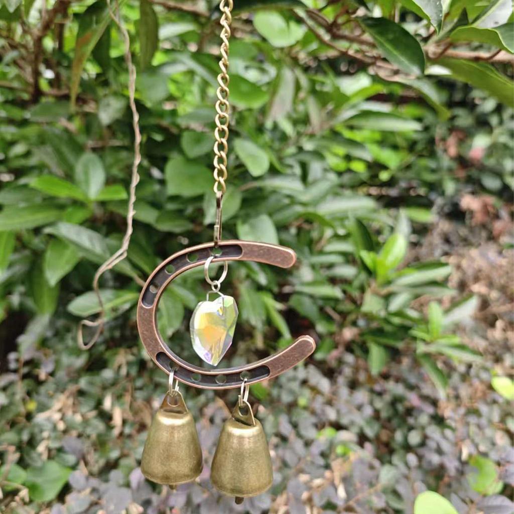 Venkovní zvonkohra Kovová povětrnostně odolná venkovní zvonkohra pro štěstí s podkovou Pro kolaudační párty Vánoční okap Zahrada Patio