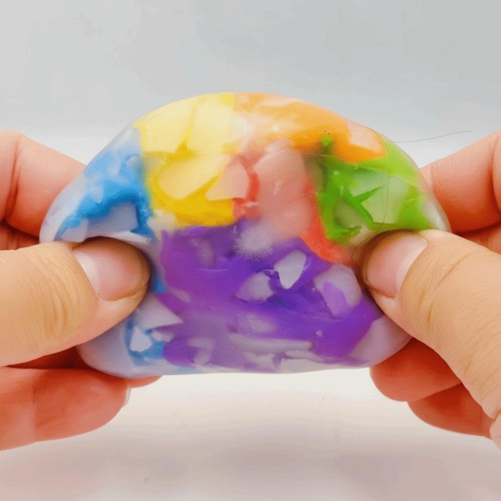 Soft Rainbow Stress Relieving Toy Crispy Balls Handmade Ball Toy Sensory Fidget Toy Creative Gifts Style E