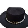 European and American spring and summer sunscreen metal buckle accessories sunshade jazz straw hat fashion celebrity vacation beach top hat