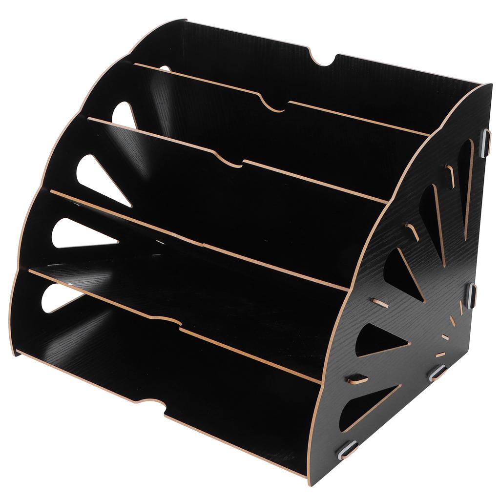 Wooden MultiSlot Storage Rack   Supplies Desktop File   for  (Black )