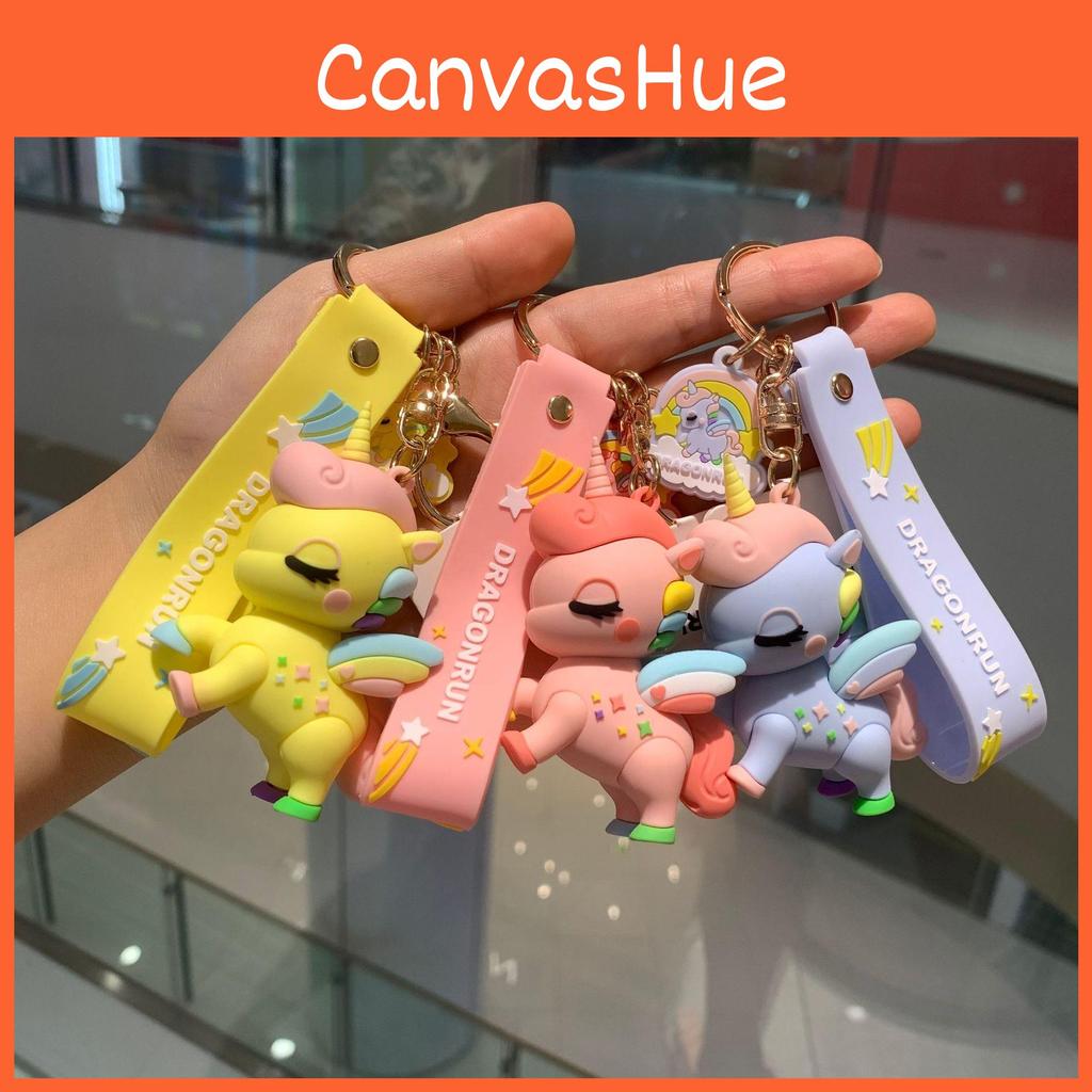 Adorable Unicorn Keychain Cartoon Style Cute Gift Bag Charm For Couples In Pink Metal