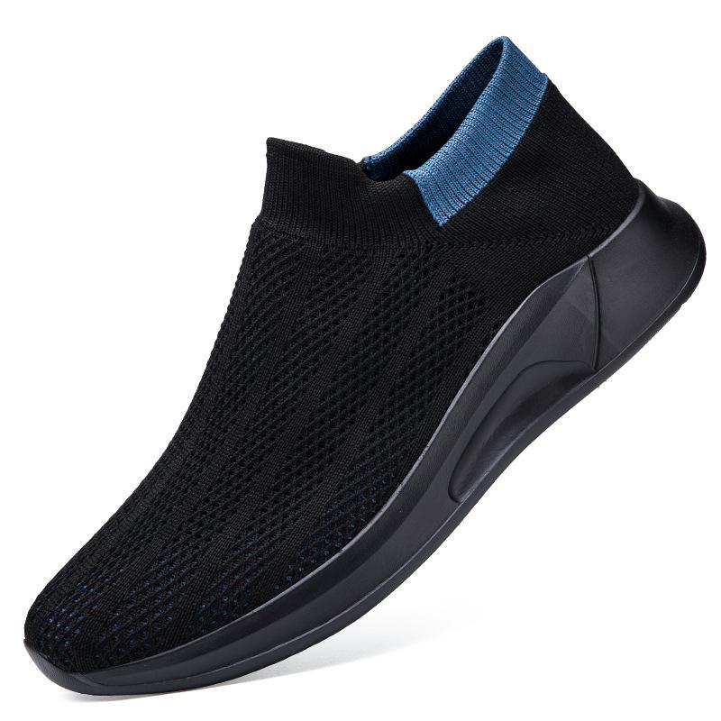 Men's shoes new spring fly-woven soft-soled deodorant no shoelaces sports no shoelaces socks white