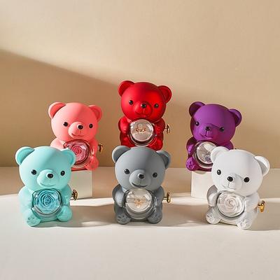 Hug Bear Flip Surprise Rose Jewelry Box Bear Soap Flower Valentine's Day Proposal Gift Box
