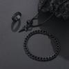 3Pcs Set Men'S Stainless Steel Metal Cross Pendant Chain Necklace Bracelet Ring Jewelry Set Male Hip Hop Daily Wear Accessories