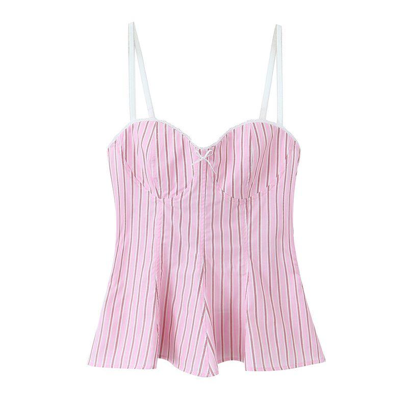 Kaslead New Women clothes Western Style Stripe Short Shirt Vest Casual Pants 2658899 2659899