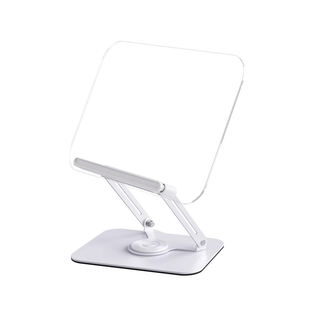 Boneruy R22 Home Office Desktop Foldable Metal Acrylic Angle Height 360 Rotatable Book Stand for Reading