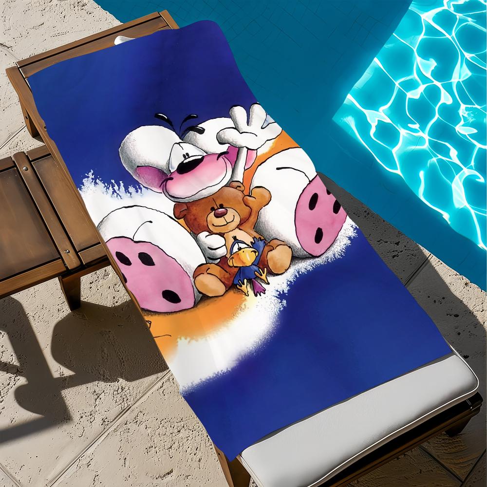 D-Diddl-l Cartoon Towel Large Quick-Drying Microfiber Soft Beach Towel for Travel Fitness Sauna Bathing Camping