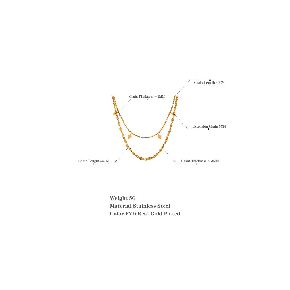 Yhpup Stylish Layered Chain Stainless Steel Necklace 18K Gold Plated Texture Waterproof Trendy Korean Thin Chain Jewelry Women