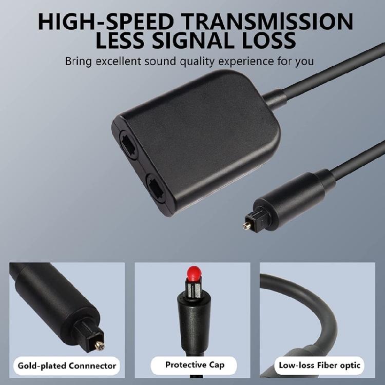 Splitter for Home Theater Television Headphone Digital Optical Splitter 1 in 2 Out Optical Fiber Splitter Cable