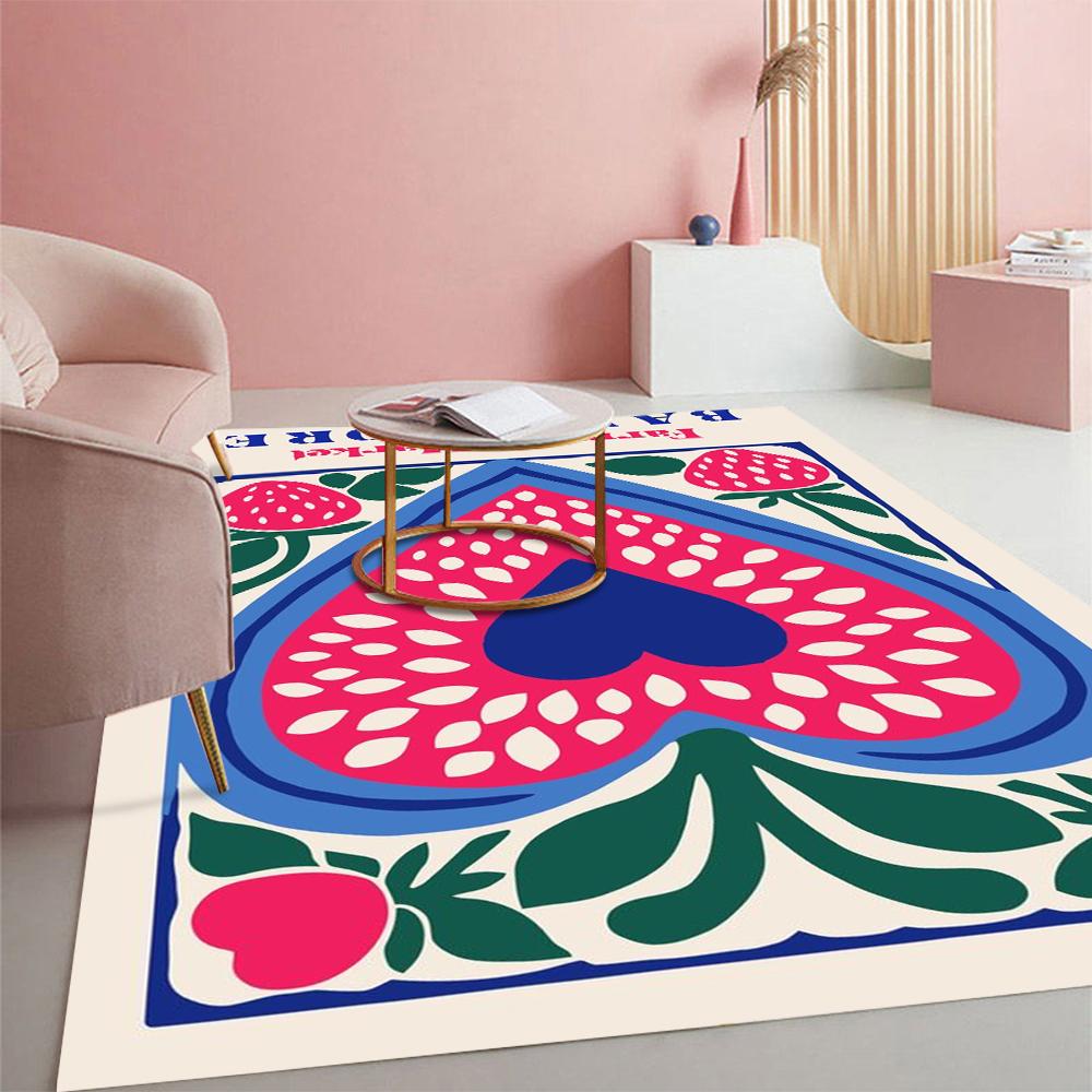 Walentynki Funkcjonalny Retro Duński Pastelowy Dekor Dywan Romantyczny Wzór Miłości Nowoczesny Dywan Y2K Modny Dywan Akcentowy Antypoślizgowa Mata Podłogowa