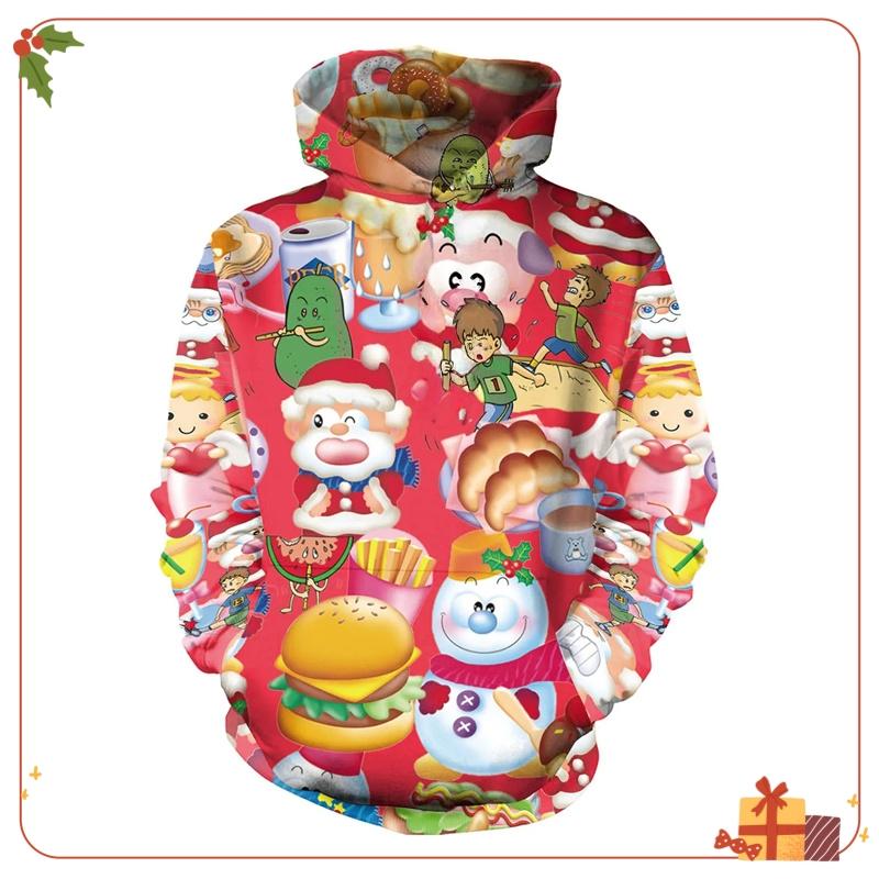 Merry Christmas Sweatshirts Cartoon Pullover Hoodies for Kids Clothes Santa Claus Girl Clothes Snowman Sweatshirts Boys Clothing