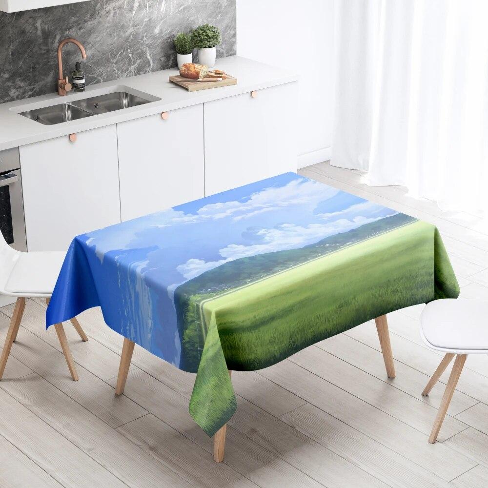 Szenische Tischdecke Heimdekor Fleckenabweisend Wasserdicht Tischdekoration Rechteckig Küche Kamin Arbeitsplatte