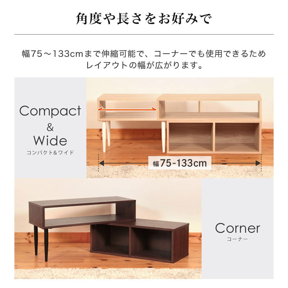 MAXZEN TV Compatible with 32 Compatible with 40 TV Wood TV Low Open Living Width Corner TV TV Living Natural Maxzen Stand, inches, inches, Extendable,