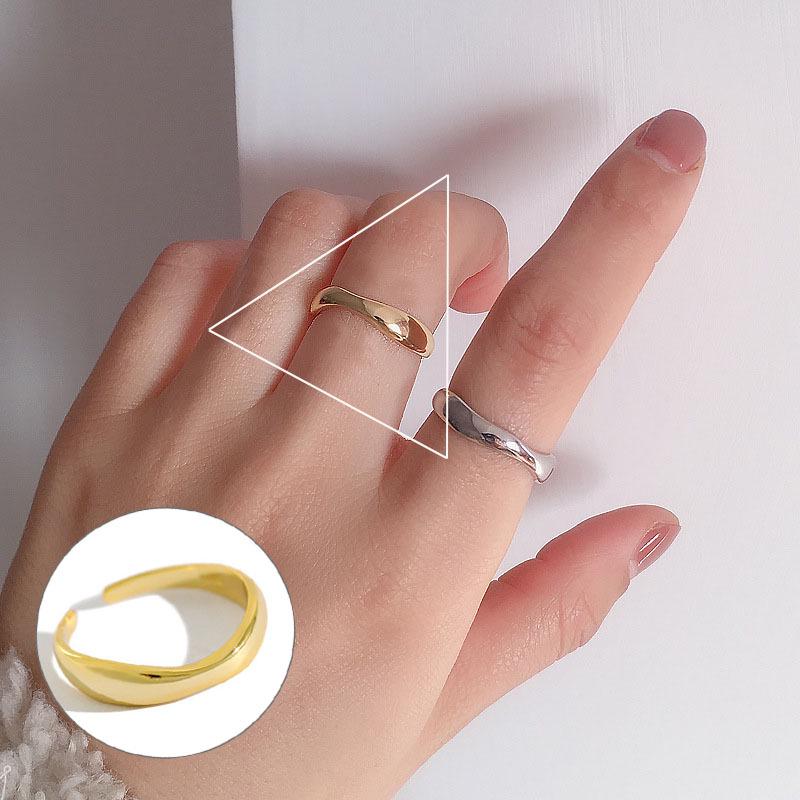 Ring im koreanischen Stil aus S925 Silber mit geometrischem Durchbruchmuster, unregelmäßig, Vintage für Damen - Schwerindustrielles Temperament, verstellbarer schlichter Ring für den Zeigefinger.