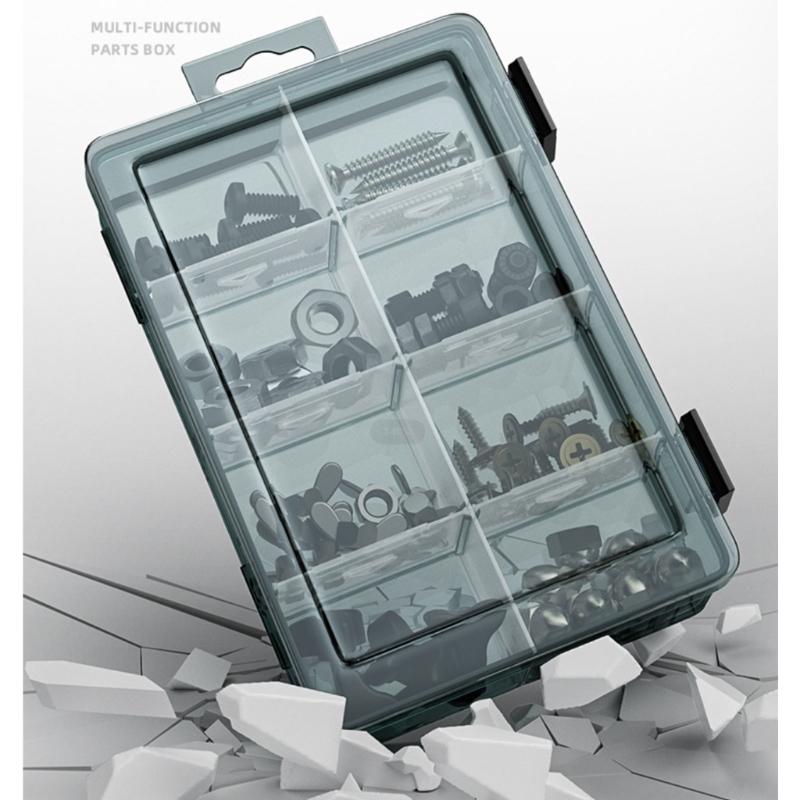 Heavy Duty Plastic Storage Box Container Case With Removable Dividers For Small Tool Bolts Screws And Parts Organization