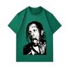 Men's 100% Cotton Crew Neck Short Sleeve T-Shirt, Stylish Rap Music Character Portrait Print Casual Comfortable Tee for Daily Street Wear