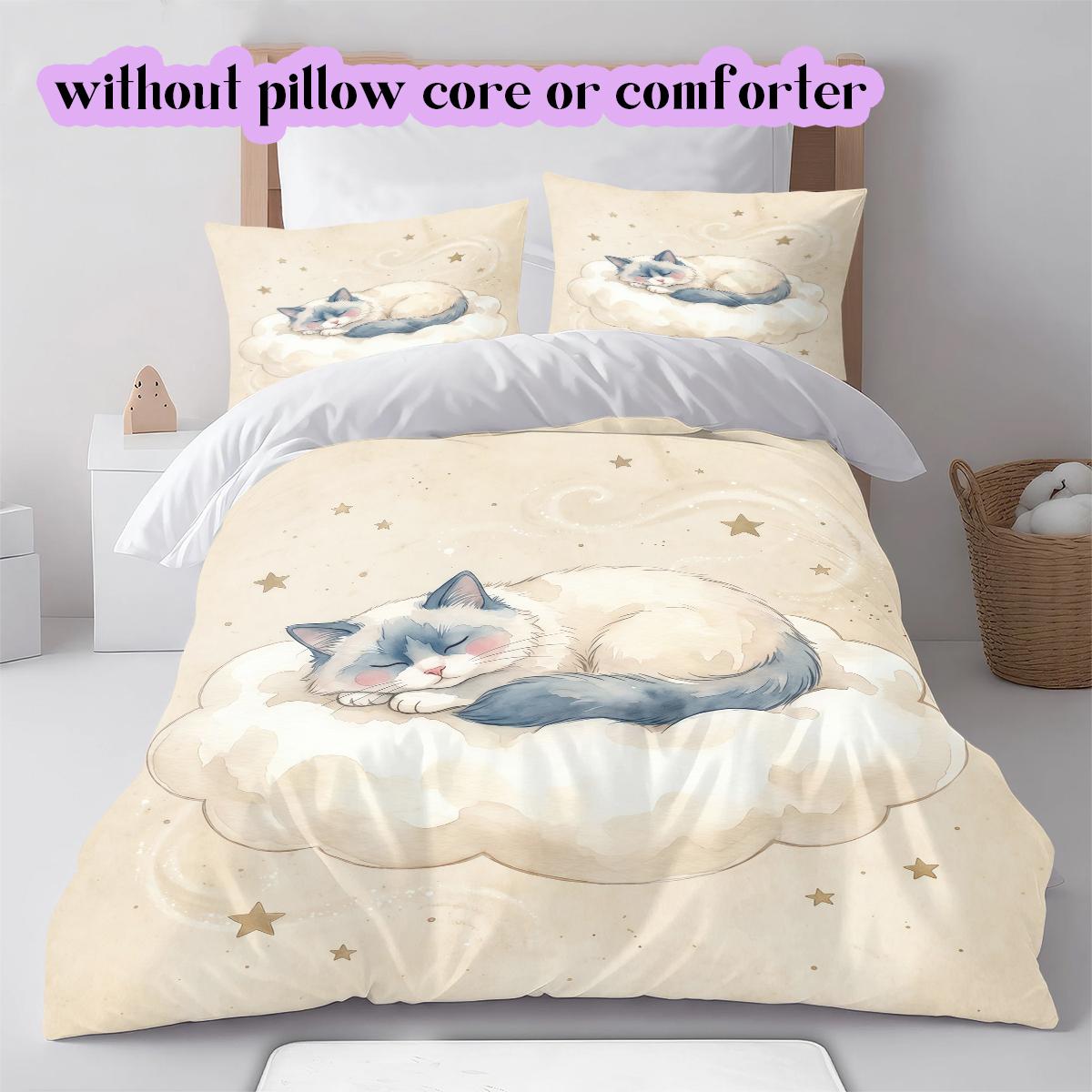 Cloud Stars SleepingPattern Bedding Quilt Set Quilt Cover Pillowcase Home Decoration Birthday Gift (1 * duvet cover + 2 * pillowcase, without core) 135x200cm