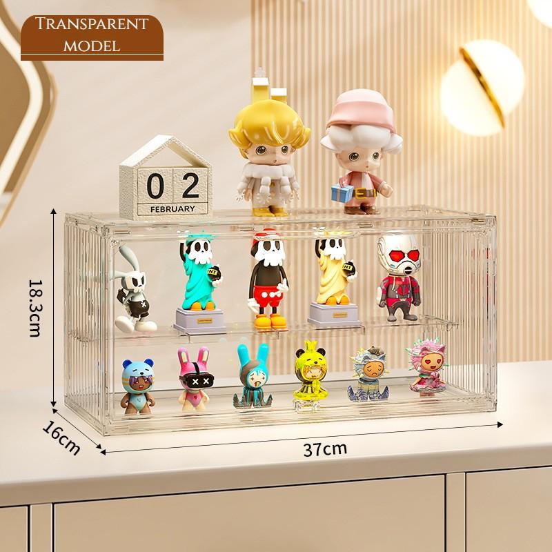 Stackable Dust-Proof Action Figure Display Box Transparent Organizer with Dividers for Collectibles Blind Boxes and Figurines