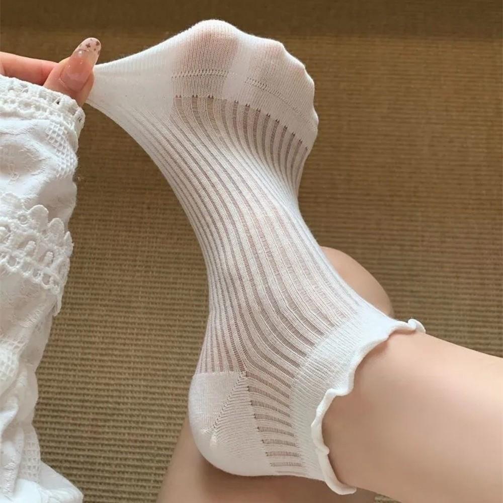 Ruffle Ankle Socks Mid-calf Mesh Tube Socks Korean Fashion Women's Socks Kids Girls
