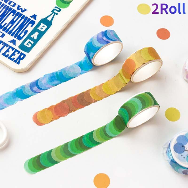 2 Rollen 14*14mm Hartbonbon Punktfarbe Washi Journaling Schreiben Erinnerung Washi Tape Deko Geschenk Etikett Ins Abdeckbänder Leicht zu reißen