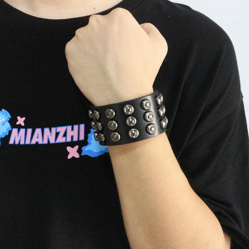 European & American Punk Leather Rivet Bracelet - Unique Street Dance Wristband Ornament