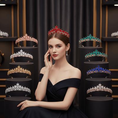 Alloy Queen Princess Crown Rhinestone Birthday Wedding Crown Vintage Bridal Headwear  Dress Party