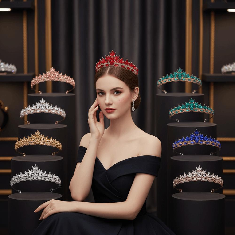 Rhinestone Queen Princess Crown Alloy Bridal Headwear Vintage Crystal Tiaras Dress Party