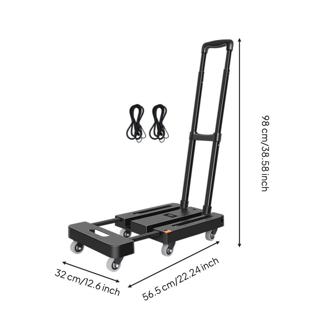Foldable Transport Cart Thickened Iron Frame Rolling Hand Truck Multipurpose