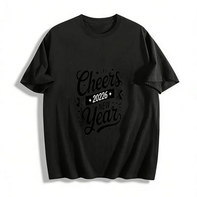 Cheers To 2026 New Year Graphic Print Casual Unisex Top Pure Cotton T-shirt
