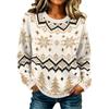 Women's Casual Long Sleeve Round Neck Knit Sweater with Geometric Print