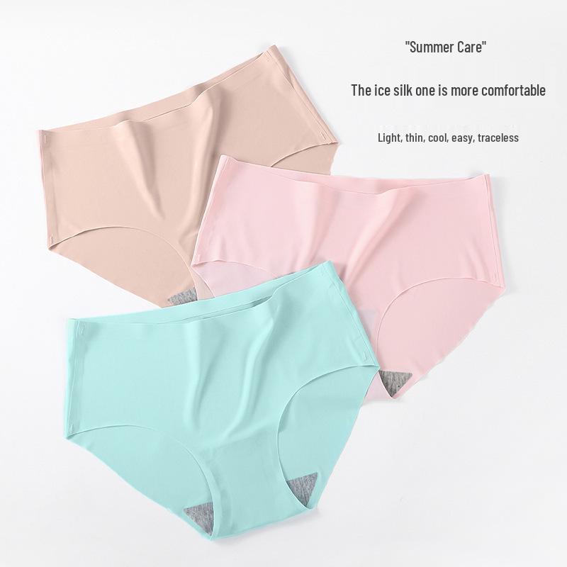 Women's Mid-Waist Ice Silk Seamless Thong Panty