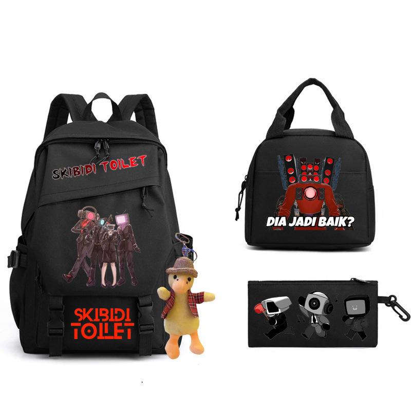 New Skibidi Toilet Man Spoof School Bag Elementary School Backpack Satchel Pencil Case