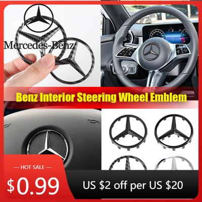 Hot Car Sticker 1PC 52/58mm Car Steering Wheel Center Emblem Sticker for Mercedes Benz AMG W212 W213 W177 CLE GLA W222 GLC GLB W