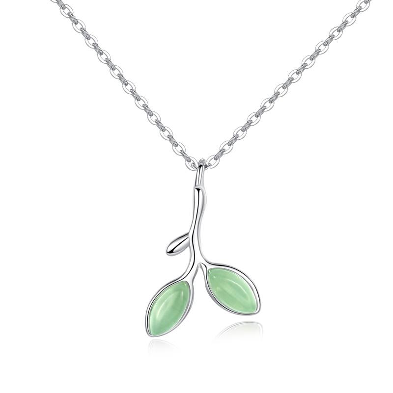 New Arrivals 925 Sterling Silver Green Leaves Necklaces Pendants for Women Hot Fashion Jewelry