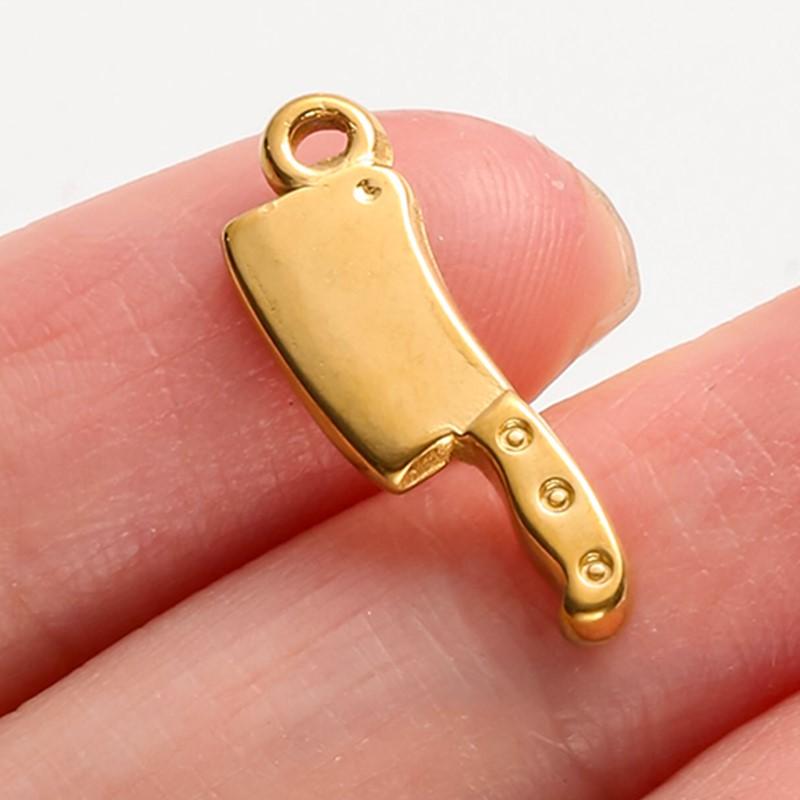 5pcs Various Tool Charms Sword Wrench Scissors Gold Color Stainless Steel Pendants For Jewelry Making Supplies DIY Bag Keychain