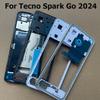 6.6" For Tecno Spark Go 2024 Front LCD Frame Bezel Middle Frame Back Housing Mid Plate With Side Buttons
