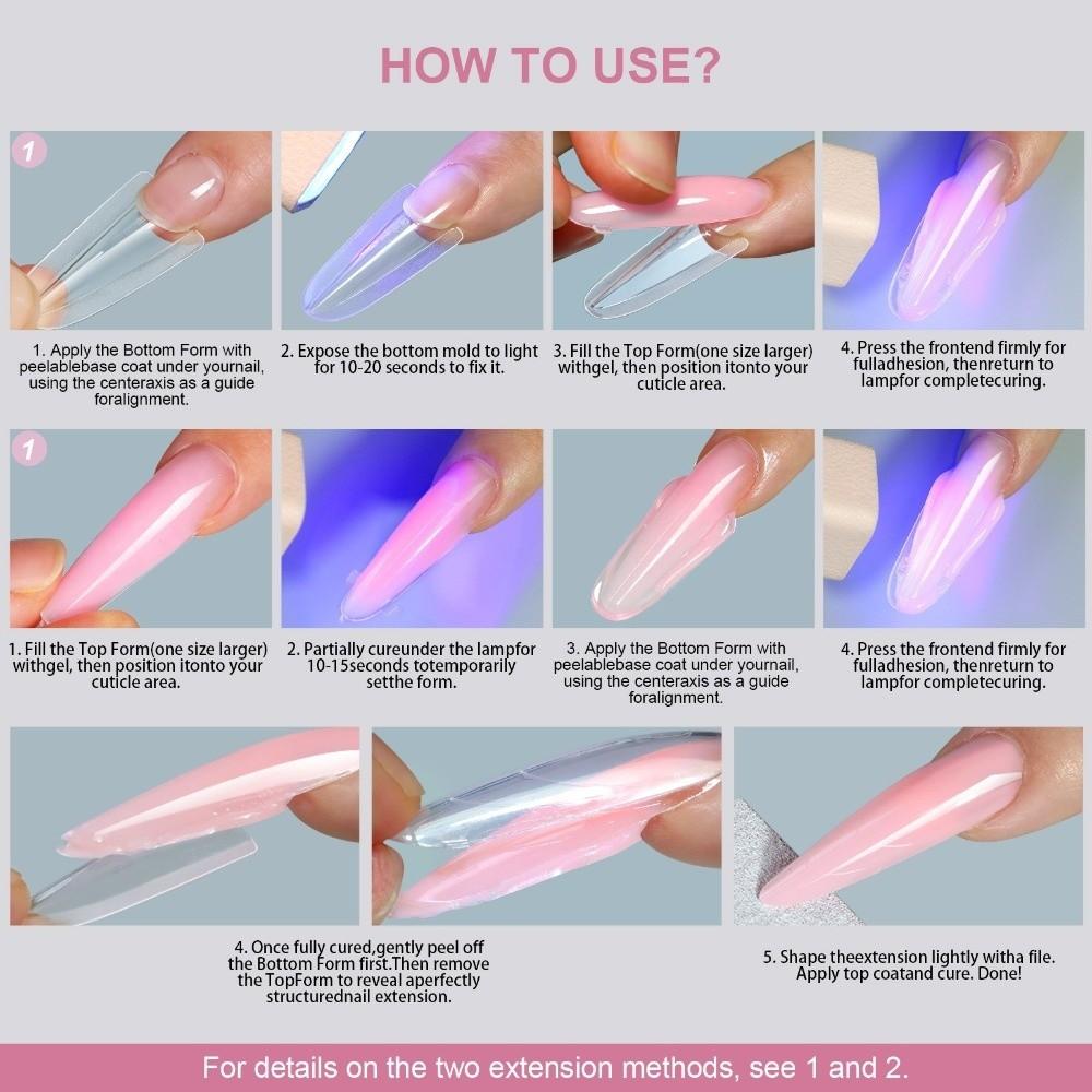 256Pcs/Box Transparent Nail Sandwich Dual Form DIY Tips Nail Extension Form New Nail Tips