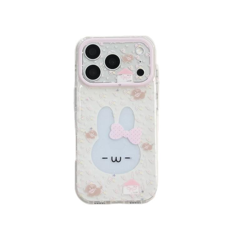 Colorful Floral Hollow-Out Rabbit Phone Case for iPhone 17/16 Pro Max/15 Pro