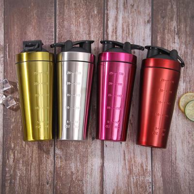 Stainless Steel Insulated Shaker Bottle with Scale - Fitness Protein Powder and Sports Water Cup