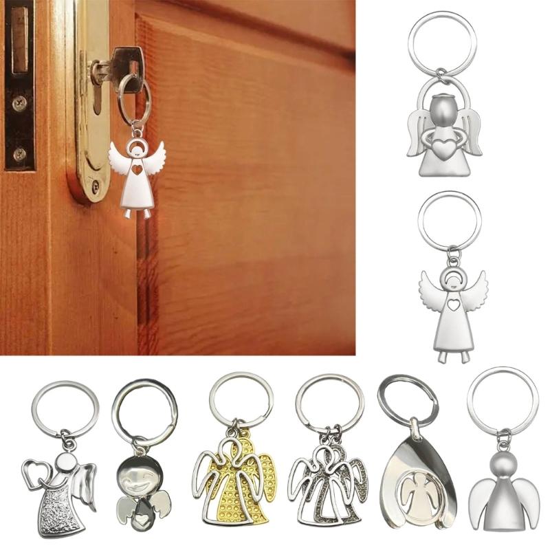 Trendy Angel Wing Keyring Protective Amulet for Men Women Backpack Pendant Decor