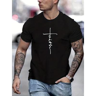 Taglie europee T-shirt Lettera Fede Applicazione Maglietta da Uomo Girocollo Estiva Casual
