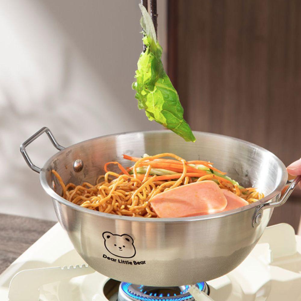Doubel/Single Handle Korean Noodle Bowl 304 Stainless Steel Salad Bowl Seafood Rice Pot  Picnic