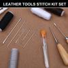 Basic Leather Sewing Tool Leather Working Tool with Sewing Needle, Waxed Thread, Stitching Awls, Leather Repair Set