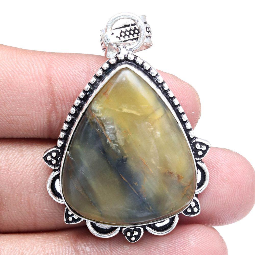 Pendant Newlite Jasper Gemstone Handmade Mother Day Silver Jewelry 2"