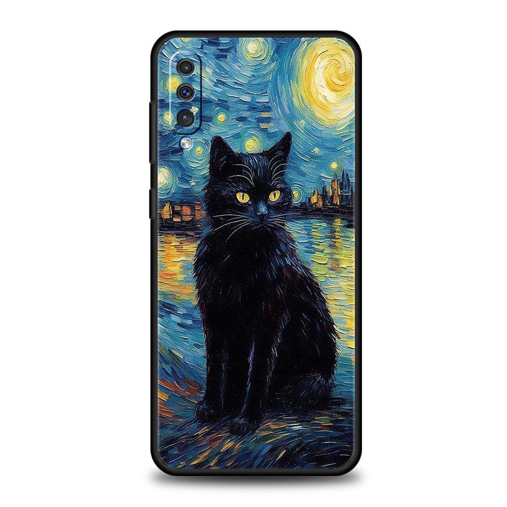 

Cat Van Gogh Starry Sky Case For Samsung A56 A36 A26 A24 A12 A14 A16 A50 A70 A20E A22 A40 A34 A54 A42 A52 5G A04s A06 Cover Galaxy A10e
